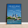 Melbourne Travel Poster, Travel Print of Melbourne, City of Melbourne, Victoria, Australia