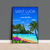 Saint Lucia Travel Poster, Travel Print of Saint Lucia, Windward Islands, Caribbean