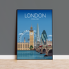 London Travel Print, London Travel Poster, City of London, UK, UK Travel Poster