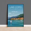 Lake Como Travel Poster, Travel Print of Lake Como, Lake Como, Italy