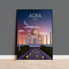 Agra Travel Print at sunset, Agra Poster, Taj Mahal, India