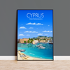 Cyprus Travel Poster, Travel Print of Cyprus, Mediterranean Sea