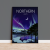 Northern Lights Travel Poster, Aurora Borealis Travel Print