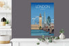 London Travel Print, London Travel Poster, City of London, UK, UK Travel Poster