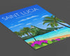 Saint Lucia Travel Poster, Travel Print of Saint Lucia, Windward Islands, Caribbean