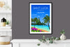 Saint Lucia Travel Poster, Travel Print of Saint Lucia, Windward Islands, Caribbean