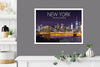 Brooklyn Bridge Travel Print, Travel Poster of Brooklyn Bridge, New York, USALimited Edition