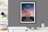 Agra Travel Print at sunset, Agra Poster, Taj Mahal, India