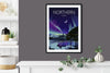 Northern Lights Travel Poster, Aurora Borealis Travel Print