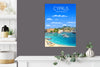 Cyprus Travel Poster, Travel Print of Cyprus, Mediterranean Sea