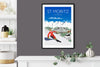 St Moritz Travel Poster, Travel Print of St Moritz, St Moritz, Switzerland