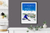 St Moritz Travel Poster, Travel Print of St Moritz, St Moritz, Switzerland