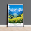 Switzerland Travel Poster, Travel Print of Switzerland, Alps, Swiss Art, Switzerland Gift, Wall Art Print