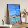 Tenby Travel Poster, Tenby Travel Print, Wales Poster, Wales Wall Art Print, Travel Gift, Tenby Gift