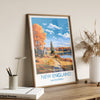 New England Poster, Travel Print of New England, New England State, USA, Travel Gift