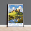 Alnwick Castle Travel Print, Travel Poster of Alnwick Castle, Northumberland, England, Alnwick Castle Gift, Wall Art Print