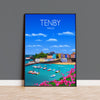 Tenby Travel Poster, Tenby Travel Print, Wales Poster, Wales Wall Art Print, Travel Gift, Tenby Gift