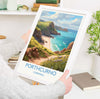 Porthcurno Travel Poster, Travel Print of Porthcurno, England, Cornwall Art, Porthcurno Gift, Cornwall Gift, Wall Art Print