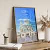 Sofia Travel Print, Travel Poster of Sofia, Bulgaria, Sofia Cityscape, St Alexander Nevsky Cathedral, Sofia Gift