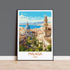 Malaga Travel Print, Travel Poster of Malaga, Spain, Malaga Art, Malaga Gift, Wall Art Print