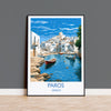 Paros Travel Poster, Travel Print of Paros, Greece Gift, Greek Islands Art, Paros Gift, Wall Art Print