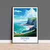 Dover Travel Print, Travel Poster of Dover, England, Kent Coast Art, White Cliffs Gift, Wall Art Print