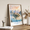 Lake Bled Travel Poster, Travel Print of Lake Bled, Slovenia, Slovenia Art, Lake Bled Gift, Wall Art Print