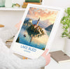 Lake Bled Travel Poster, Travel Print of Lake Bled, Slovenia, Slovenia Art, Lake Bled Gift, Wall Art Print