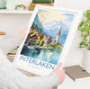 Interlaken Poster, Travel Print of Interlaken, Switzerland, Interlaken Gift, Travel Watercolour Gift