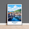 Bergen Poster, Travel Print of Bergen, Norway, Bergen Gift, Travel Gift