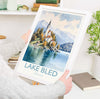 Lake Bled Print, Travel Poster of Lake Bled, Slovenia, Slovenia Gift, Travel Watercolour Gift