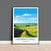 Hadrians Wall Travel Print, Travel Poster of Hadrians Wall , Northumberland, Hadrians Wall Gift, Northumberland Art,