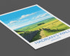 Hadrians Wall Travel Print, Travel Poster of Hadrians Wall , Northumberland, Hadrians Wall Gift, Northumberland Art,