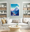 Mont Blanc Print, Travel Poster of Mont Blanc, Mont Blanc Gift, Alps Art, Mount Blanc Gift, Wall Art Print