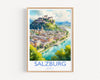 Salzburg Poster, Travel Print of Salzburg, Austria, Salzburg Gift, Travel Watercolour Gift