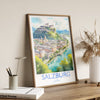 Salzburg Poster, Travel Print of Salzburg, Austria, Salzburg Gift, Travel Watercolour Gift