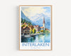 Interlaken Poster, Travel Print of Interlaken, Switzerland, Interlaken Gift, Travel Watercolour Gift