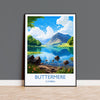 Buttermere Travel Poster, Buttermere Travel Print, England, Cumbria Art, Buttermere Gift, Lake District, Wall Art Print