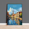 Bruges Travel Print, Travel Poster of Bruges, Belgium, Bruges Gift, Belgium Art