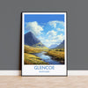 Glencoe Travel Print, Travel Poster of Glencoe, Highlands Gift, Scotland, Highlands Art, Glencoe Gift, Wall Art Print