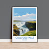 Gullfoss Falls Travel Print, Travel Poster of Gullfoss Falls, Iceland Gift, Iceland Art, Gullfoss Falls Gift, Wall Art Print