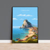 Gibraltar Travel Poster, Travel Print of Gibraltar, Mediterranean, Gibraltar Art, Gibraltar Gift, Wall Art Print