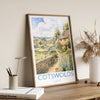 Cotswolds Print, Travel Poster of Cotswolds, England, Cotswolds Gift, Travel Watercolour Gift