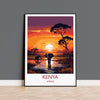 Kenya Travel Print, Travel Poster of Kenya, Kenya Gift, Kenya Sunset Africa, Africa Art Gift, Wall Art Print