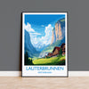 Lauterbrunnen Travel Print, Travel Poster of Lauterbrunnen, Lauterbrunnen Gift, Switzerland Art Gift,Wall Art Print