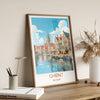 Ghent Poster, Travel Print of Ghent, Ghent Gift Art, Belgium Wall Art, Travel Gift