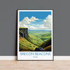 Brecon Beacons Travel Poster, Brecon Beacons Travel Print, Wales, Welsh Art, Brecon Beacons Gift, Wall Art Print