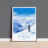 St Anton Wall Art Travel Poster, Travel Print of St Anton, Ski Poster, St Anton Art Gift, Austria Ski Art Travel Gift