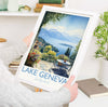 Lake Geneva Poster, Travel Print of Lake Geneva, Lake Geneva, Switzerland, Lake Geneva Art Gift, Switzerland Travel Watercolour Gift