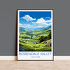 Rossendale Valley Travel Print Wall Art, Travel Poster of Rossendale Valley, Rossendale Art Gift, English Countryside Art Lovers Gift,